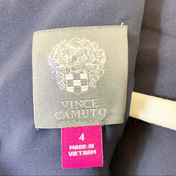 Vince Camuto Crepe Elbow Sleeve Color Block Navy and Pink Dress - Picture 10 of 12